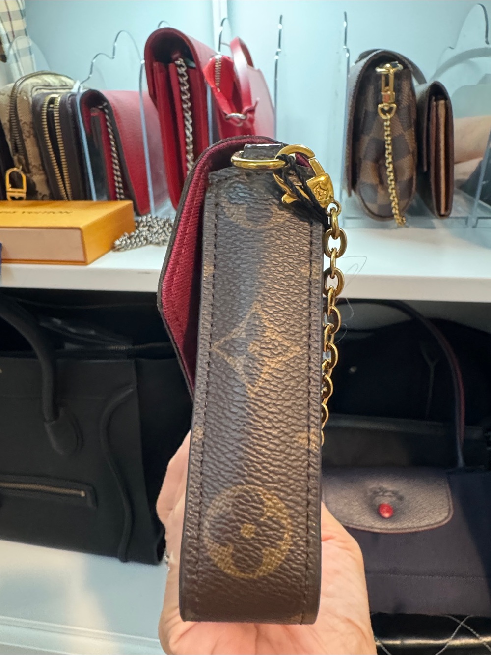 AUTHENTIC Louis Vuitton Monogram Crossbody Bag in Brown with Gold Chain - COA - Picture 14 of 17